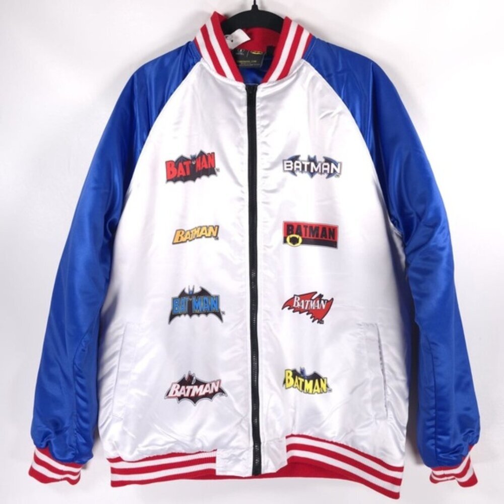 NWOT Batman Logos Bomber Jacket Full Zip DC Tango‎ Hotel Rare Size SMALL